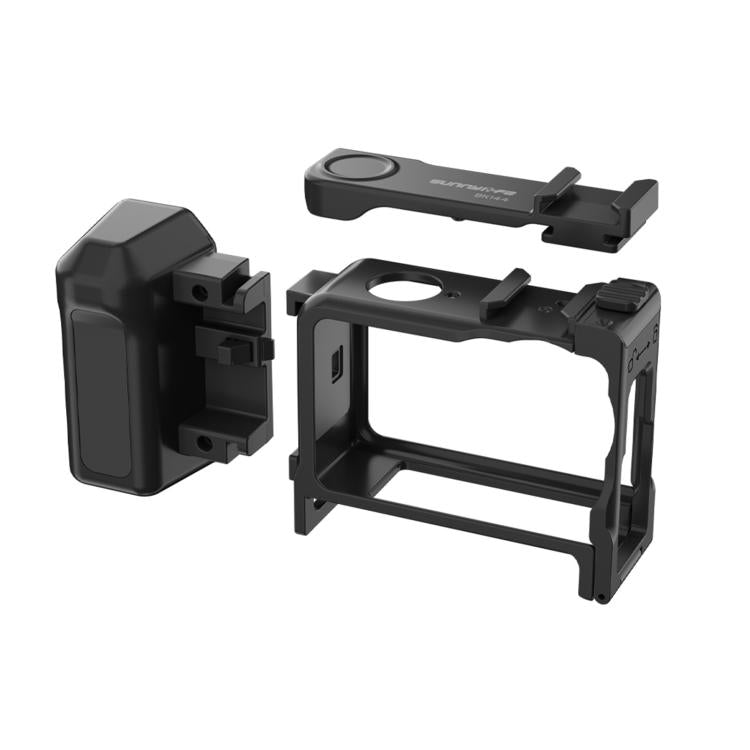 For DJI Osmo Action 6 Sunnylife 2-in-1 Detachable Protective Frame & Street Photography Handle Ergonomic Hand Grip Quick Release Shutter Handle  - Black