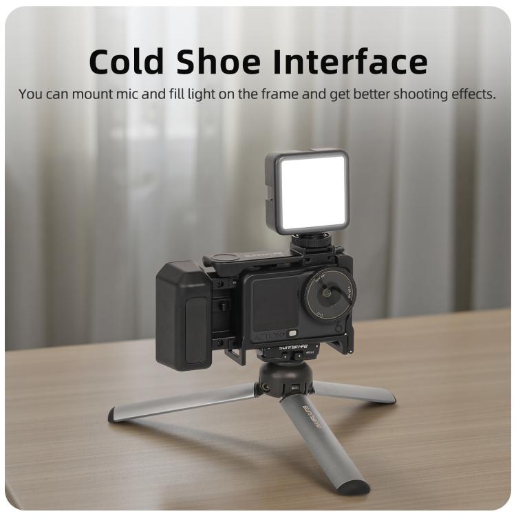 For DJI Osmo Action 6 Sunnylife 2-in-1 Detachable Protective Frame & Street Photography Handle Ergonomic Hand Grip Quick Release Shutter Handle  - Black