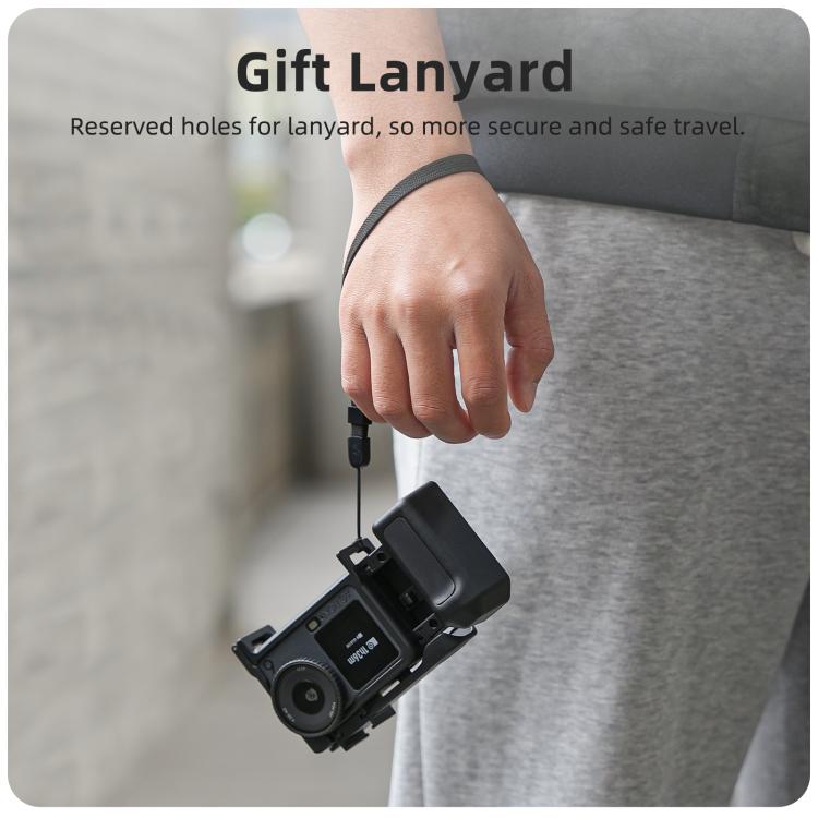 For DJI Osmo Action 6 Sunnylife 2-in-1 Detachable Protective Frame & Street Photography Handle Ergonomic Hand Grip Quick Release Shutter Handle  - Black