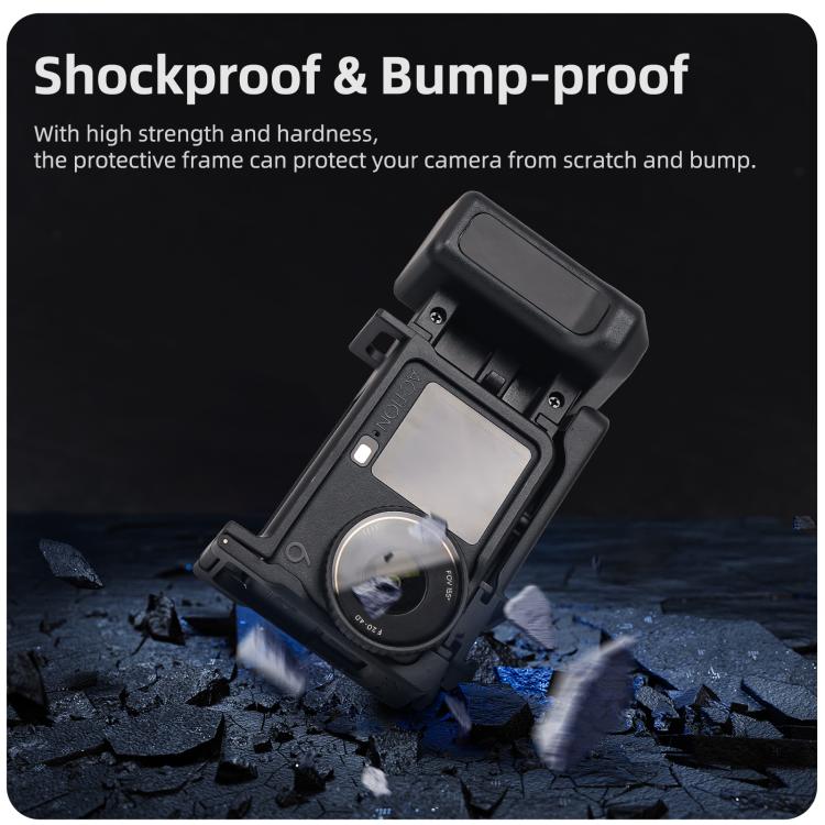 For DJI Osmo Action 6 Sunnylife 2-in-1 Detachable Protective Frame & Street Photography Handle Ergonomic Hand Grip Quick Release Shutter Handle  - Black