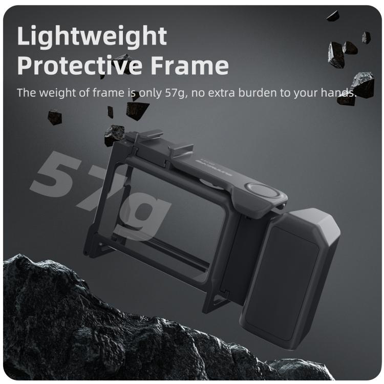 For DJI Osmo Action 6 Sunnylife 2-in-1 Detachable Protective Frame & Street Photography Handle Ergonomic Hand Grip Quick Release Shutter Handle  - Black