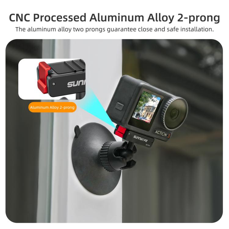 Sunnylife Magnetic Quick-Release Ball-Joint Adapter Mount 360 Rotatable Suction Cup Bracket For DJI Osmo 360 / Action 5 Pro / 4 / 3  - Black