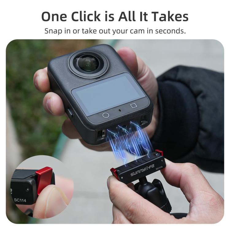 Sunnylife Magnetic Quick-Release Ball-Joint Adapter Mount 360 Rotatable Suction Cup Bracket For DJI Osmo 360 / Action 5 Pro / 4 / 3  - Black