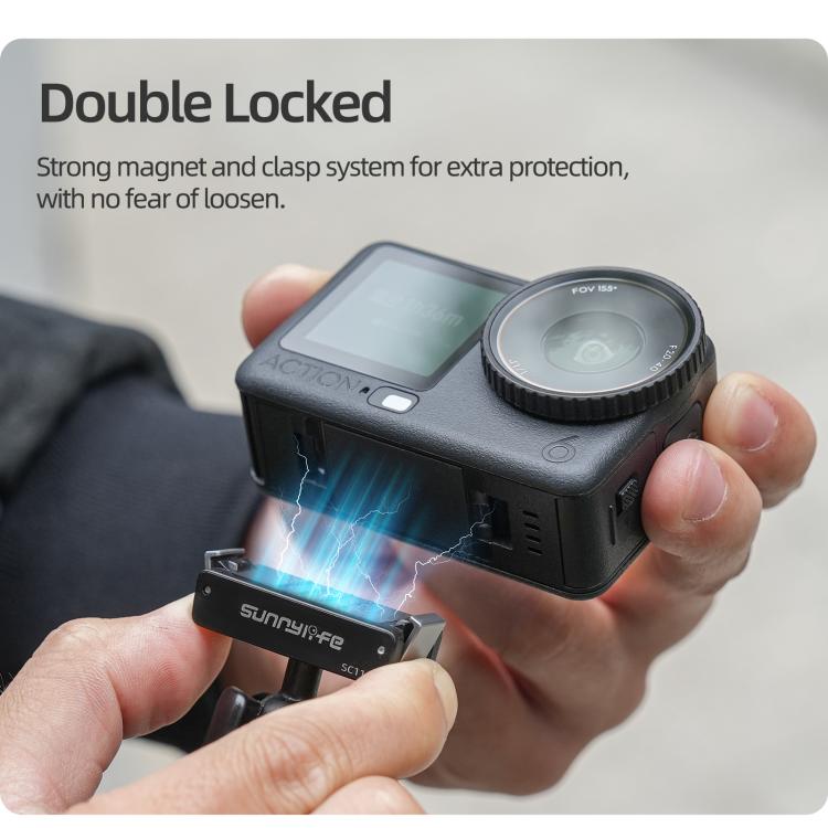 Sunnylife Dual-Direction Magnetic Quick-Release Ball-Joint Adapter Mount 360 Rotatable Suction Cup Bracket For DJI Osmo Nano / Action 6  - Black