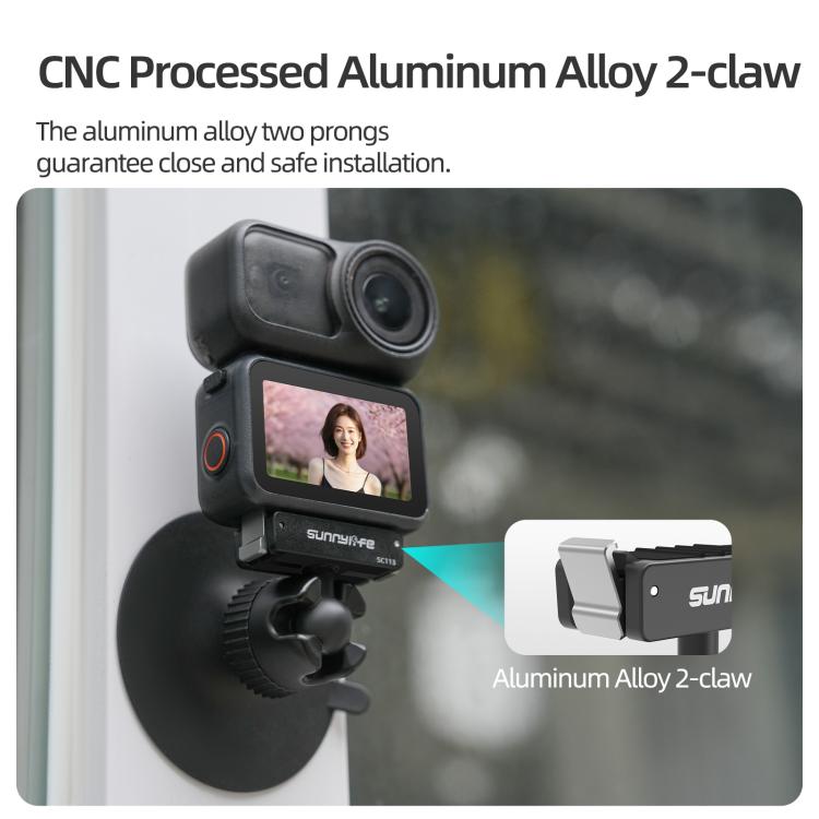 Sunnylife Dual-Direction Magnetic Quick-Release Ball-Joint Adapter Mount 360 Rotatable Suction Cup Bracket For DJI Osmo Nano / Action 6  - Black