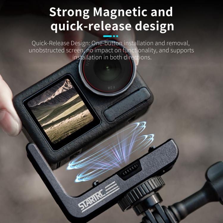 For DJI Osmo Action 5 Pro / 4 / 3 STARTRC L-shaped Magnetic Quick Release Bracket  - Black
