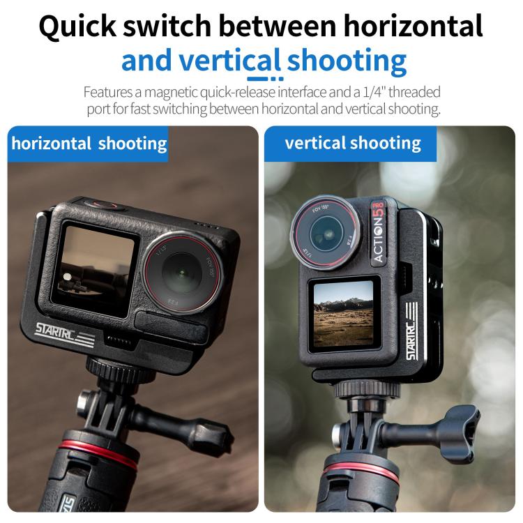 For DJI Osmo Action 5 Pro / 4 / 3 STARTRC L-shaped Magnetic Quick Release Bracket  - Black