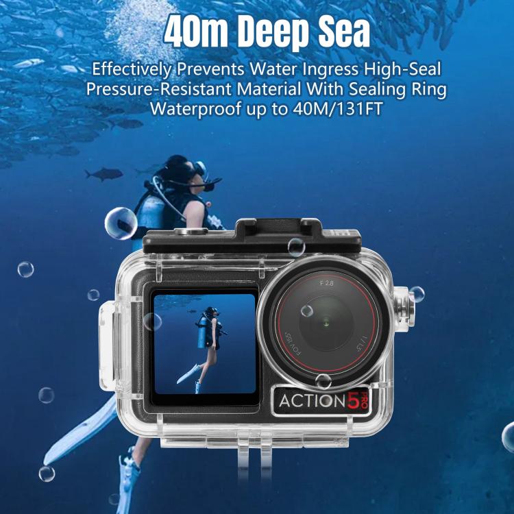 For DJI Osmo Action 5 Pro / 3 / 4 STARTRC 40m Underwater Waterproof Housing Diving Case  - Transparent