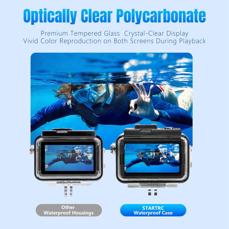 For DJI Osmo Action 5 Pro / 3 / 4 STARTRC 40m Underwater Waterproof Housing Diving Case  - Transparent