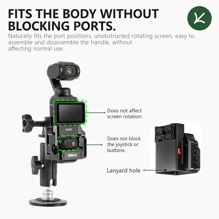For DJI OSMO Pocket 4 / 3 STARTRC Metal Protection Frame Cage Expansion Adapter Bracket  - Black