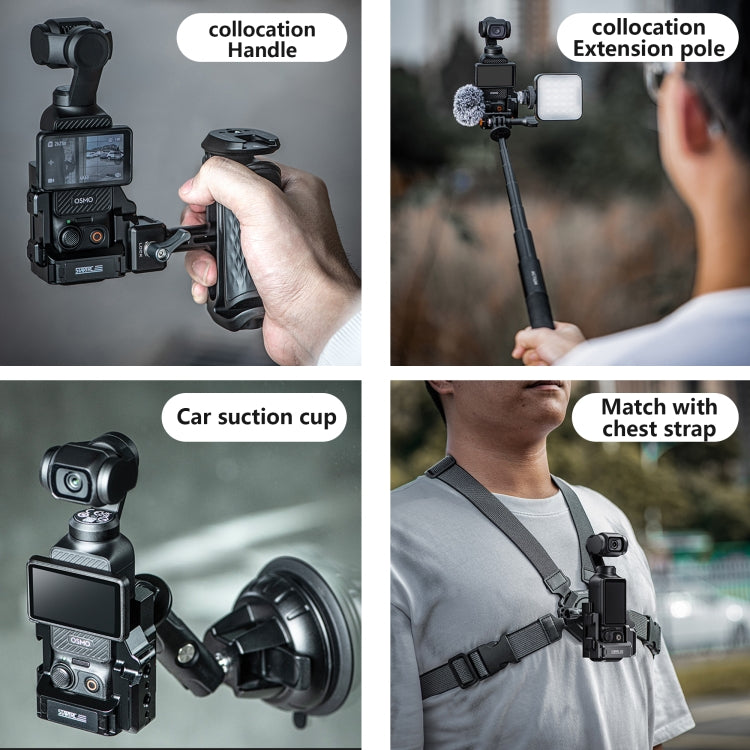For DJI OSMO Pocket 4 / 3 STARTRC Metal Protection Frame Cage Expansion Adapter Bracket  - Black