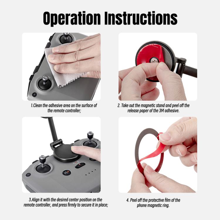 For DJI RC-N STARTRC Remote Controller Phone Magnetic Mount  - Black