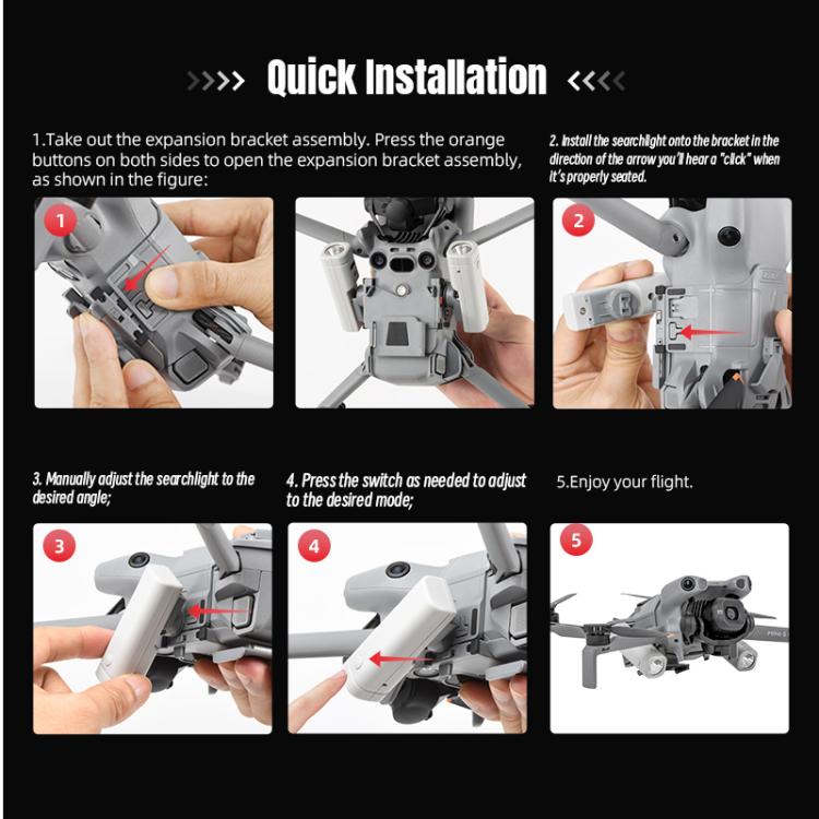 For DJI Mini 5 Pro STARTRC Night Navigation Searchlight LED Flashlight Rechargeable Refill Lighting Signal Light  - Grey
