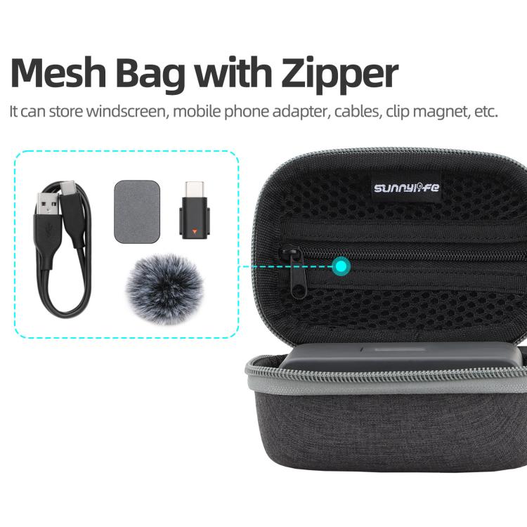 For DJI Mic Mini Sunnylife Portable Protective Box Storage Bag  - Black