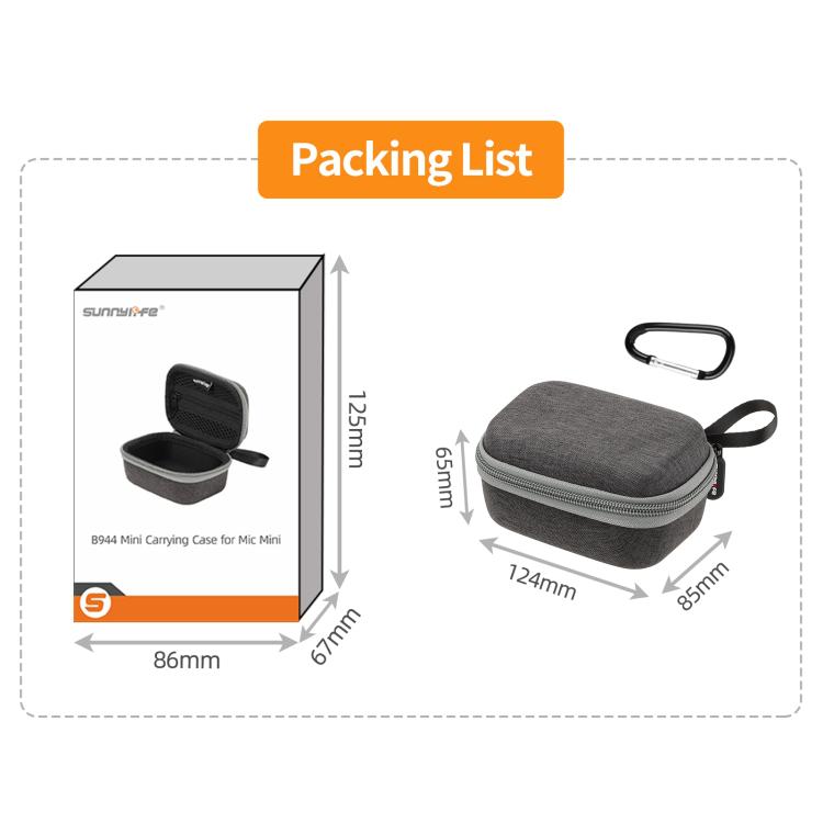 For DJI Mic Mini Sunnylife Portable Protective Box Storage Bag  - Black