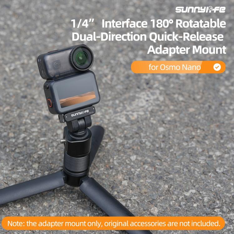 For DJI Osmo 360 Sunnylife Dual-Direction Magnetic Quick Release Adapter Mount  - Black