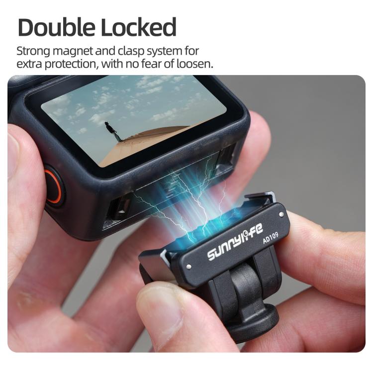 For DJI Osmo 360 Sunnylife Dual-Direction Magnetic Quick Release Adapter Mount  - Black