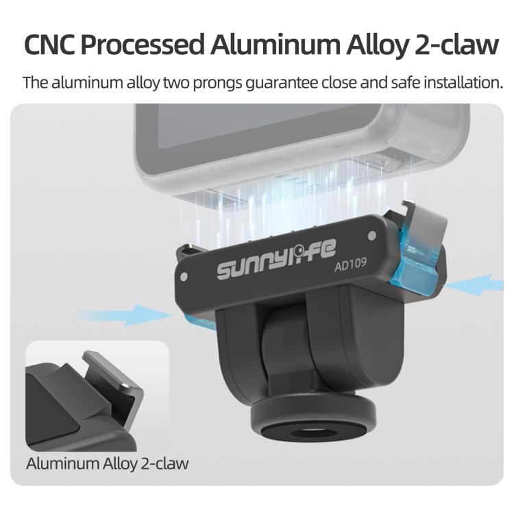 For DJI Osmo 360 Sunnylife Dual-Direction Magnetic Quick Release Adapter Mount  - Black
