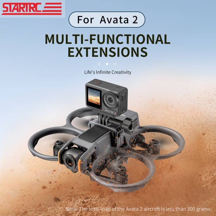 For DJI Avata 2 STARTRC Action Camera Holder Mount Drone Expansion Bracket  - Black