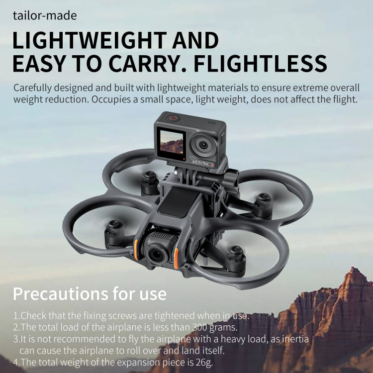 For DJI Avata 2 STARTRC Action Camera Holder Mount Drone Expansion Bracket  - Black