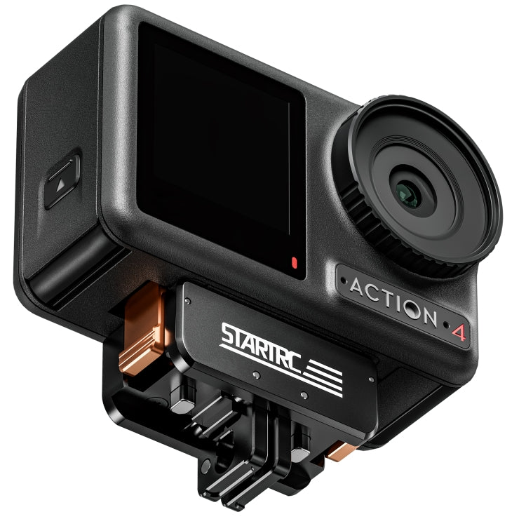 For DJI Osmo Action 5 Pro / 4 / 3 STARTRC Metal Quick Adapter Magnetic Foldable Extension Bracket  - Black+Orange