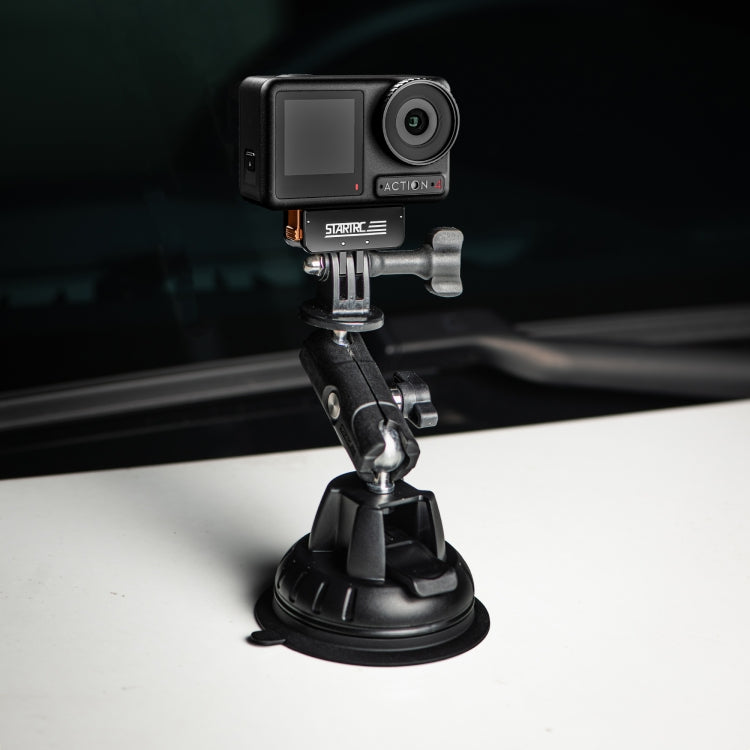 For DJI Osmo Action 5 Pro / 4 / 3 STARTRC Metal Quick Adapter Magnetic Foldable Extension Bracket  - Black+Orange