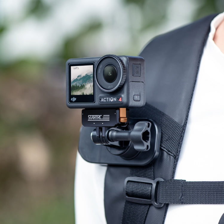 For DJI Osmo Action 5 Pro / 4 / 3 STARTRC Metal Quick Adapter Magnetic Foldable Extension Bracket  - Black+Orange