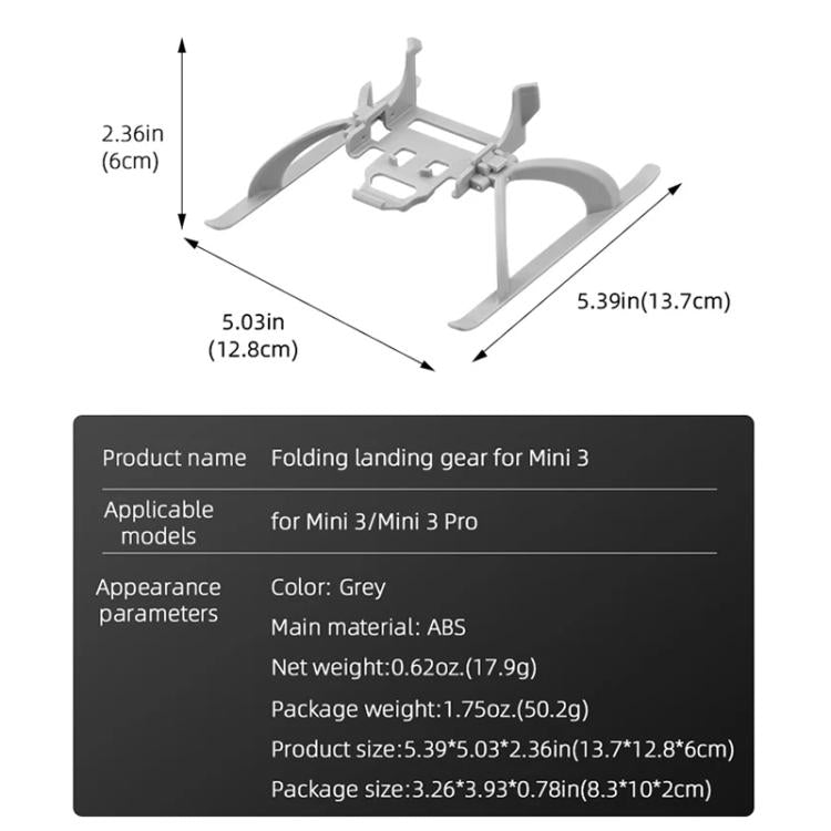 For DJI Mini 3 / 3 Pro BRDRC Folding Heightened Landing Gear Training Rack  - Grey