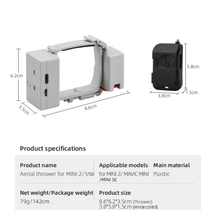 For DJI Mini 2 / Mavic Mini Air-Dropping System Thrower Parabolic  - Grey