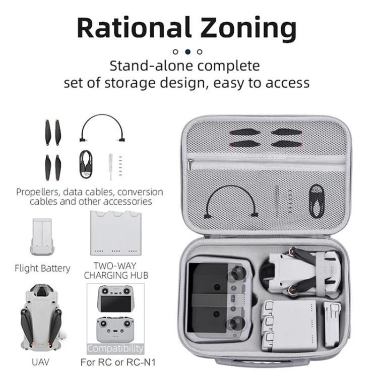 For DJI Mini 3 / 3 Pro BRDRC Shoulder Drone Remote Control Storage Carrying Bag  - Grey