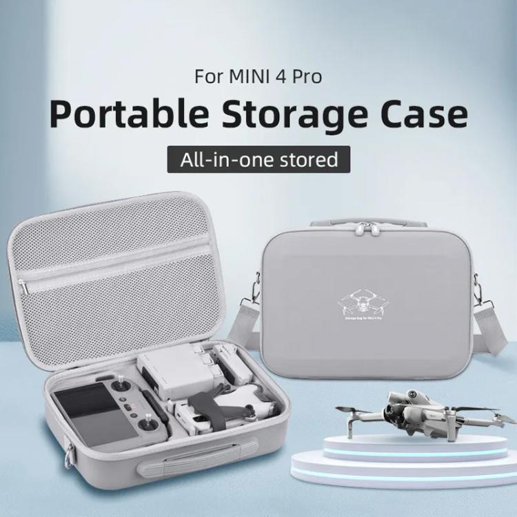 For DJI Mini 4 Pro BRDRC Shoulder Drone Remote Control Storage Carrying Bag  - Grey