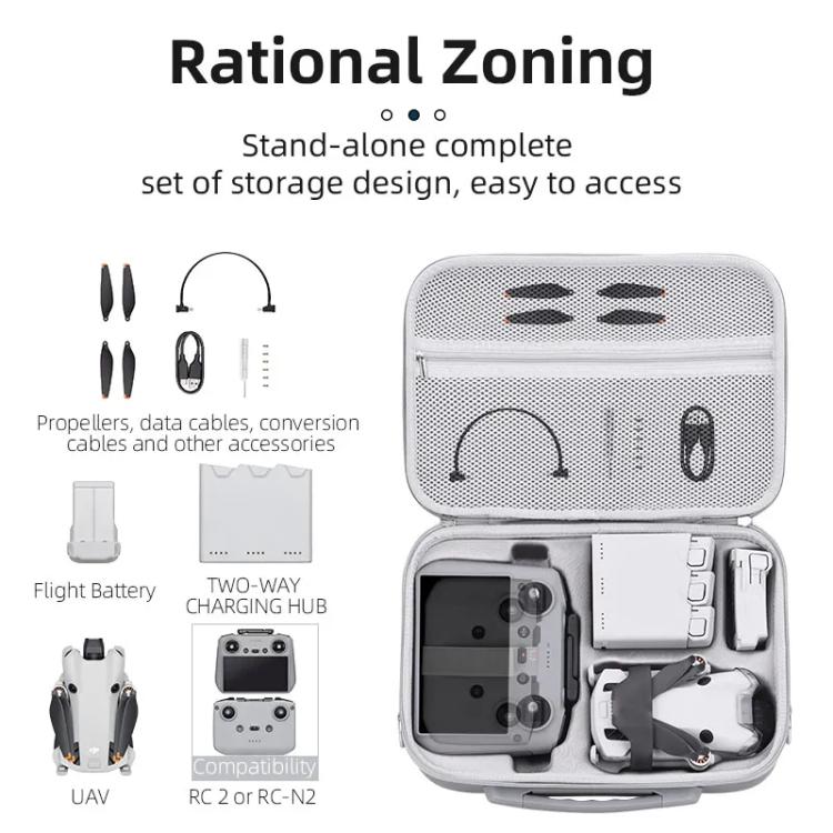 For DJI Mini 4 Pro BRDRC Shoulder Drone Remote Control Storage Carrying Bag  - Grey