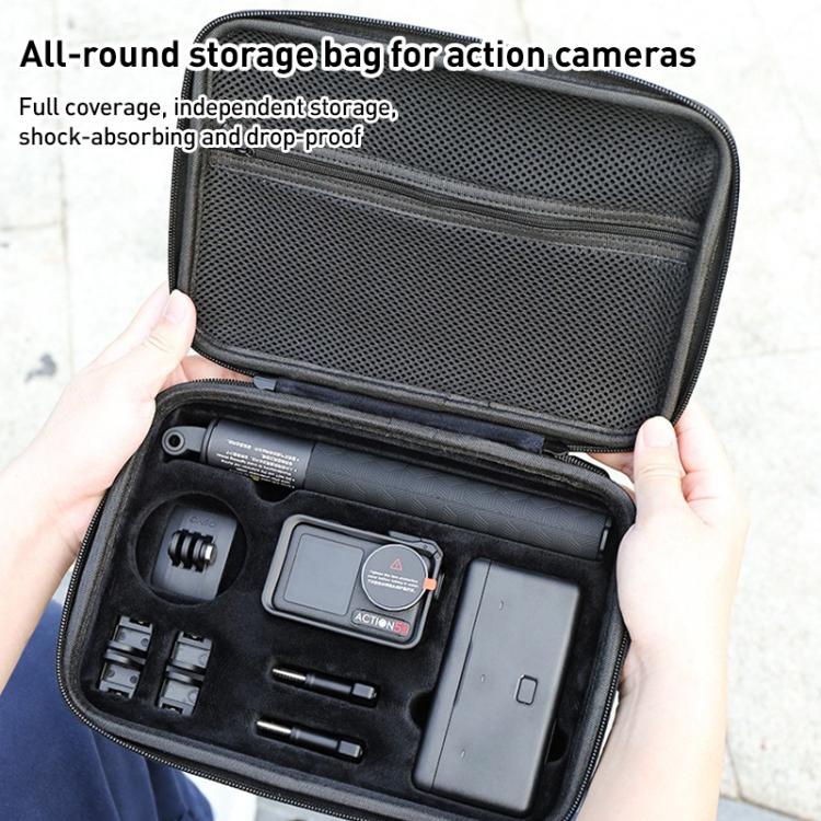 For DJI Osmo Action 5 Pro / 4 / 3 Hand Strap Shoulder Bag Camera and Accessories PU Storage Bag  - Black