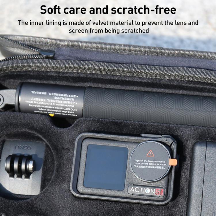 For DJI Osmo Action 5 Pro / 4 / 3 Hand Strap Shoulder Bag Camera and Accessories PU Storage Bag  - Black