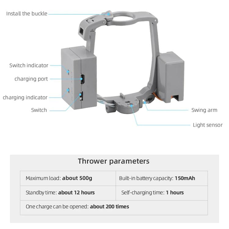 For DJI Mavic Air 2 / Air 2S BRDRC Air-Dropping System Thrower Parabolic  - Grey