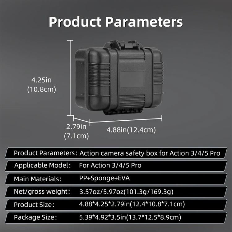For DJI OSMO Action 5 Pro / 4 / 3 Camera Hard Storage Box Bag Protective Case  - Black
