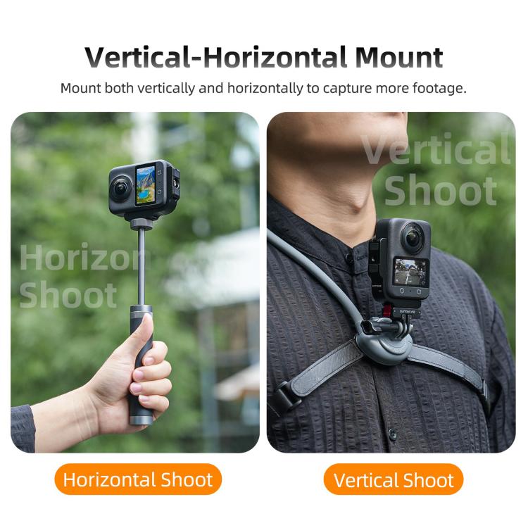 For DJI Osmo 360 Sunnylife Metal L-Type Vertical-Horizontal Mount with Magnetic Adapter Quick Release Mount Adapter Stand  - Black