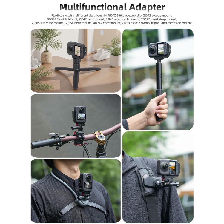 For DJI Osmo 360 Sunnylife Metal L-Type Vertical-Horizontal Mount with Magnetic Adapter Quick Release Mount Adapter Stand  - Black