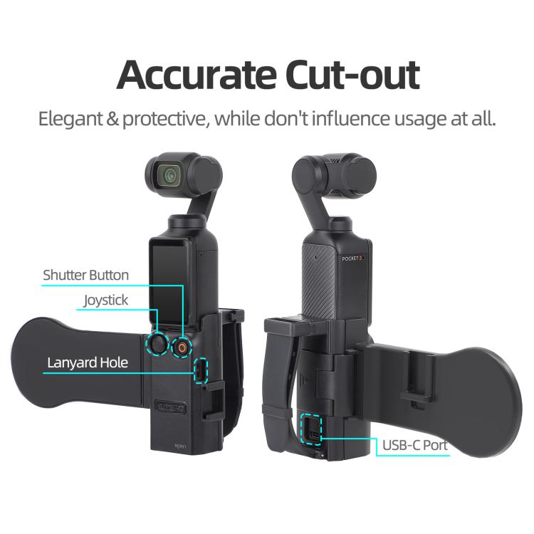 For DJI Osmo Pocket 3 Sunnylife Hand Band Magnetic Expansion Adapter Phone Teleprompter Holder Mount Extension Handle  - Black