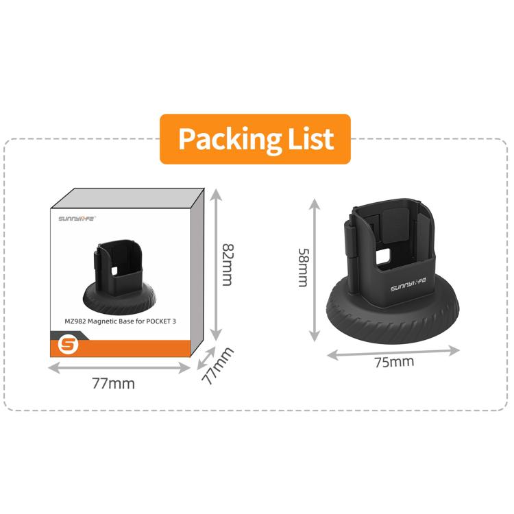 For DJI Osmo Pocket 4 / 3 Sunnylife Magnetic Base Mount Tabletop Base Stand Holder  - Black