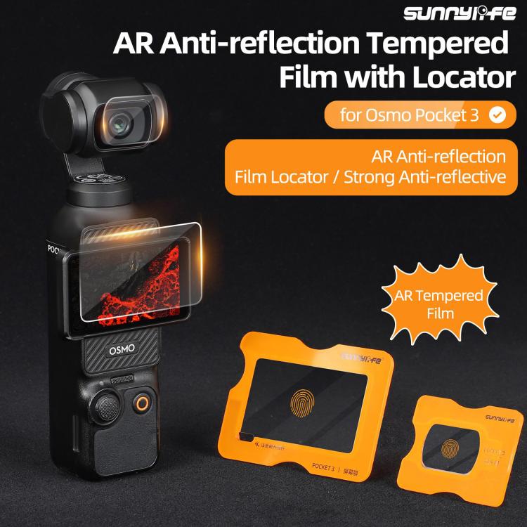 For DJI Osmo Pocket 4 / 3 Sunnylife Lens Screen Protector AR Anti-reflection Tempered Glass Film with Film Locator