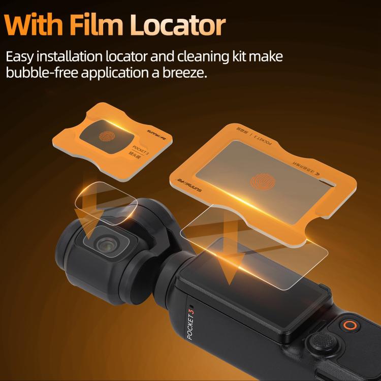 For DJI Osmo Pocket 4 / 3 Sunnylife Lens Screen Protector AR Anti-reflection Tempered Glass Film with Film Locator