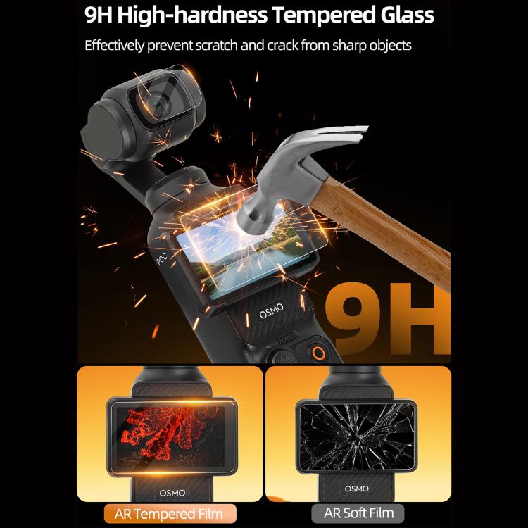 For DJI Osmo Pocket 4 / 3 Sunnylife Lens Screen Protector AR Anti-reflection Tempered Glass Film with Film Locator