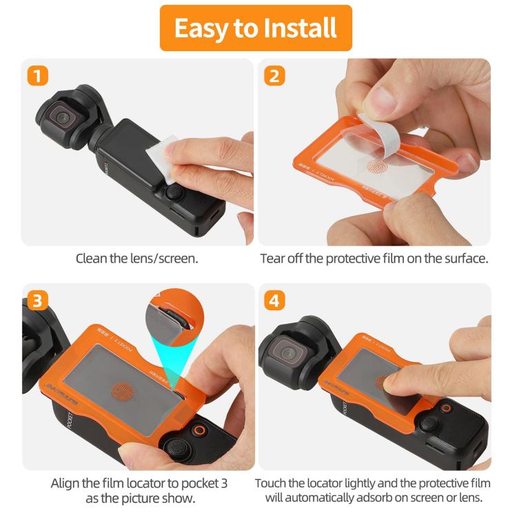 For DJI Osmo Pocket 4 / 3 Sunnylife Screen Protector AR Anti-reflection Tempered Glass Film with Film Locator