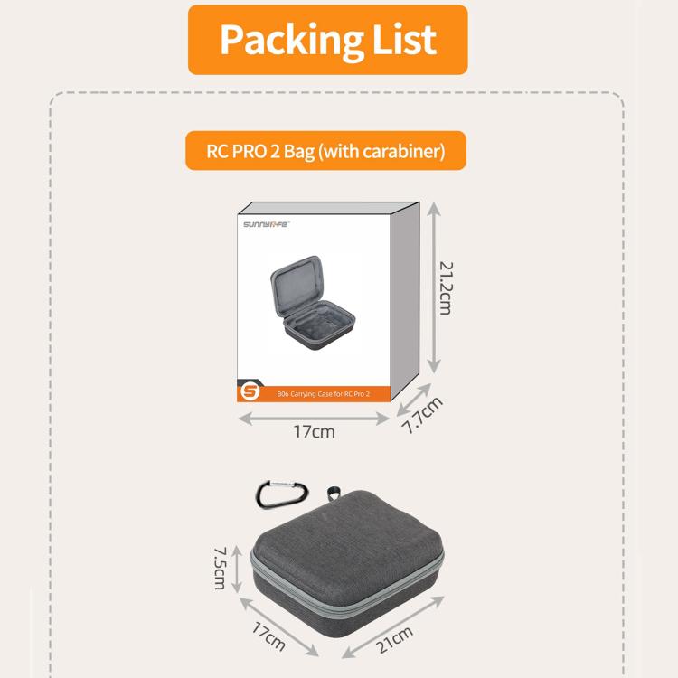 For DJI RC Pro 2 Sunnylife Carrying Case Storage Bag  - Grey