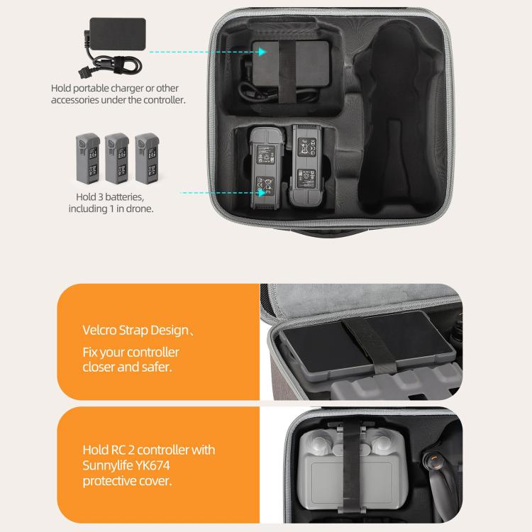 For DJI Mavic 4 Pro Sunnylife Drone Kit Carrying Case Storage Bag  - Grey