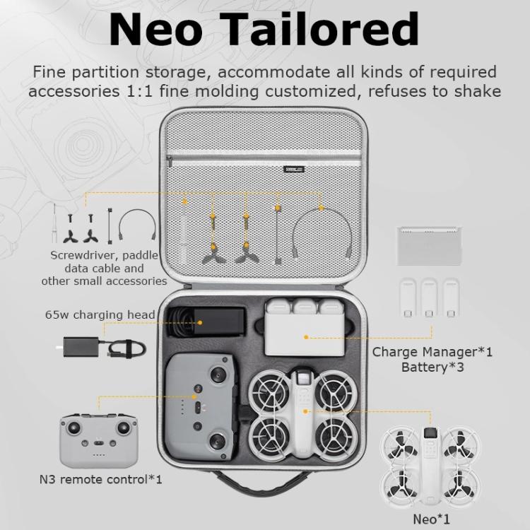 For DJI Neo STARTRC Shoulder PU Storage Bag Handbag  - Grey