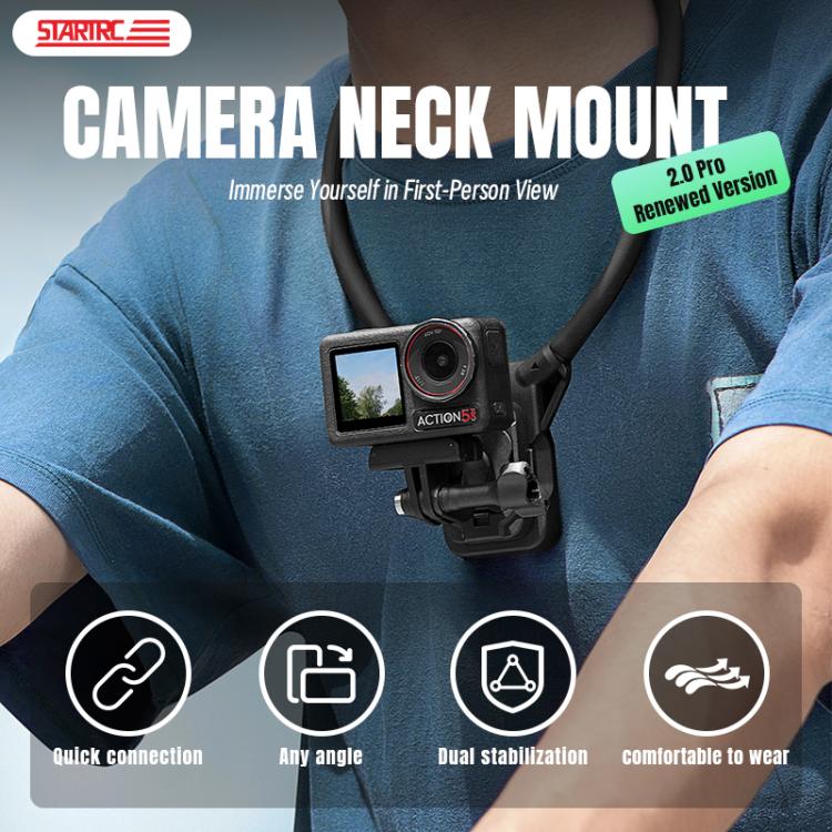 STARTRC Lazy Neck Bracket V3 POV View Mount with Chest Strap  - Black