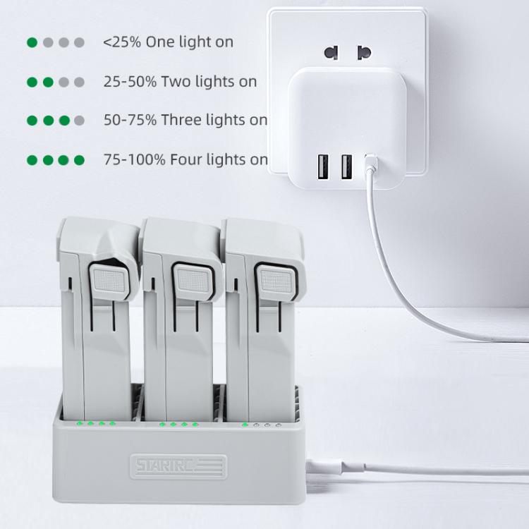 For DJI Mini 3 Pro STARTRC 3 in 1 Charging Butler Battery Charger  - Grey