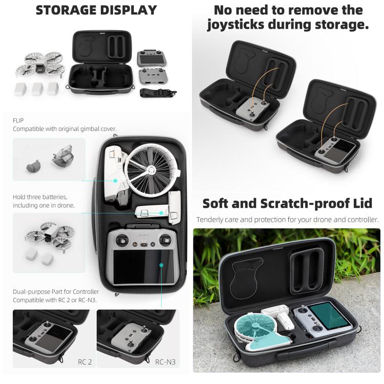 For DJI Flip Sunnylife Simple Storage Bag Shoulder Handbag  - Black